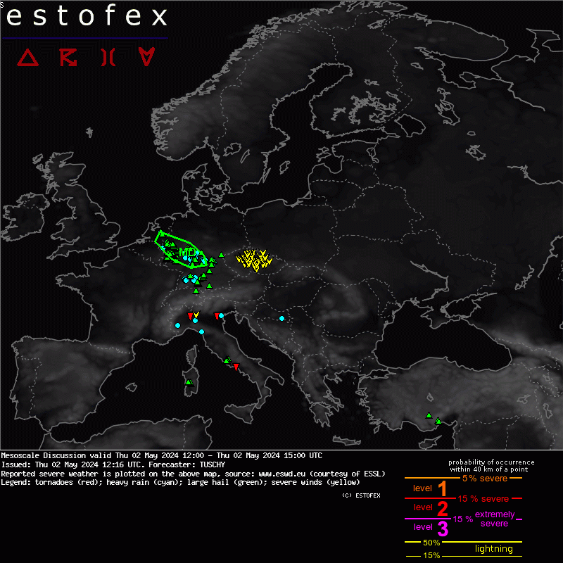 mappa ESTOFEX previsione temporali tempeste ed eventi estremi